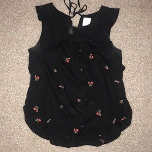 Black Blouse with Rose Embellishments